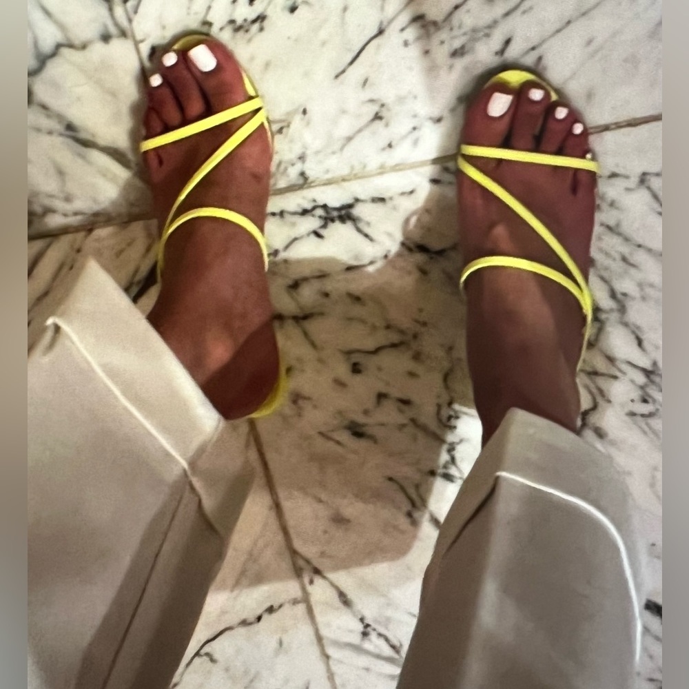 NEW Schutz Neon Yellow Kitten Heel Sandals